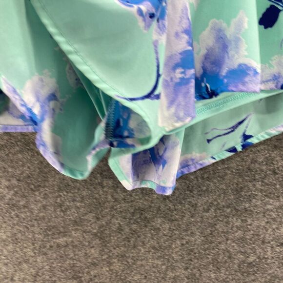 Mod Shorts Women M Medium Green Floral High Rise Hot Pants Pull On Lined Casual - Picture 5 of 11